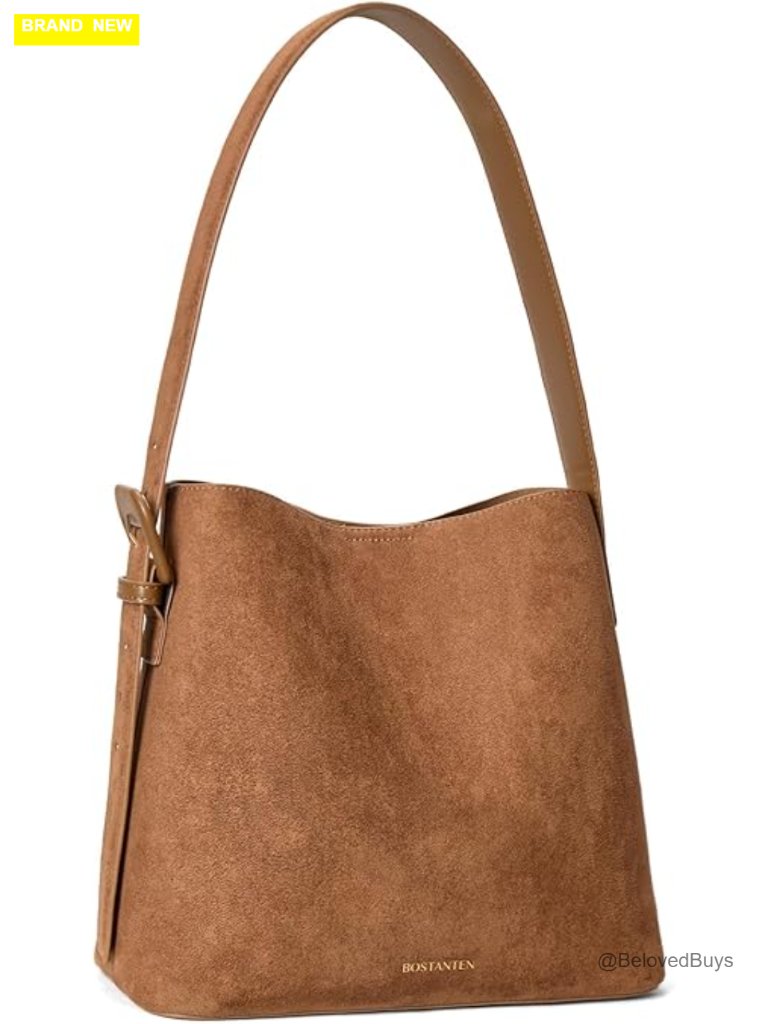Vegan Suede Bucket Bag With Adjustable Strap And Detachable Pouch